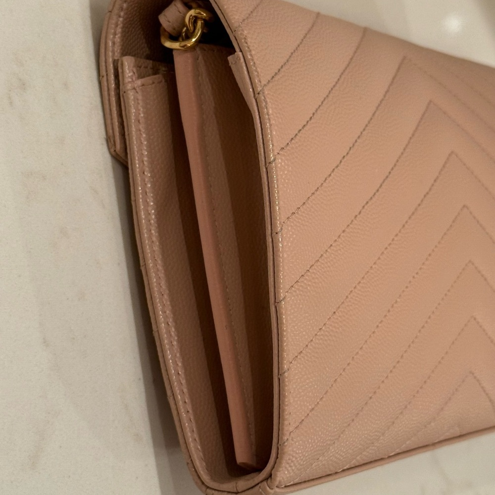 Yves Saint Laurent Pink Chevron Quilted Clutch - Picture 3 of 7